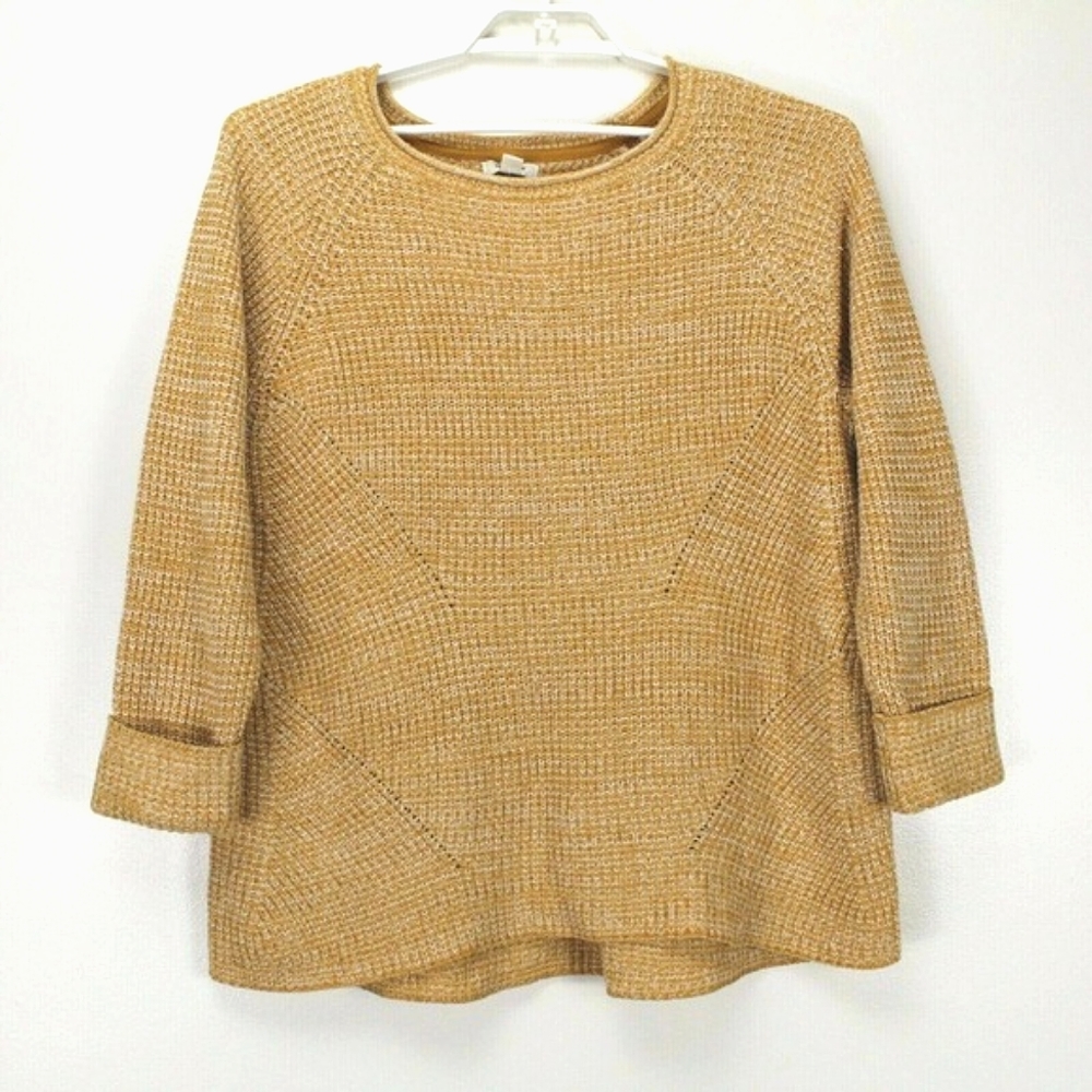 Style & Co Sweater Yellow Combo Knit Cuffed 3/4 Sleeve Crew Neck 3X - Picture 1 of 4